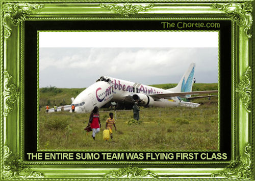 The entire sumo team was flying first class