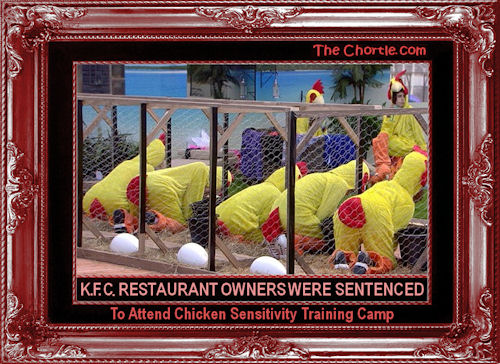 K.F.C. retaurant owners were sentenced to attend chicken sensitivity training camp.