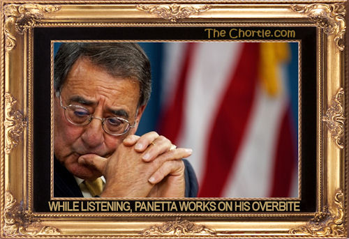 While listening, Panetta works on his overbite