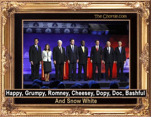 Happy, Grumpy, Romney, Cheesey, Dopy, Doc, Bashful & Snow White