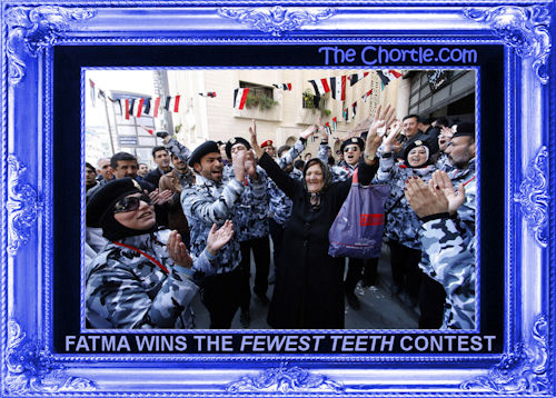 Fatma wins the "Fewest Teeth" contest