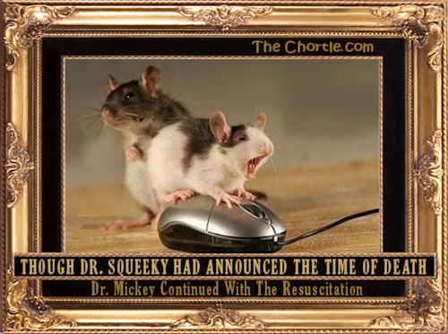 Though Dr. Squeeky had announced the time of death, Dr. Mickey continued with the resuscitation